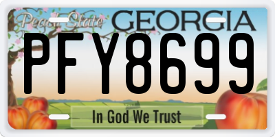 GA license plate PFY8699