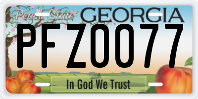 GA license plate PFZ0077