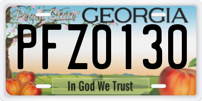 GA license plate PFZ0130