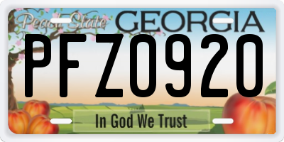 GA license plate PFZ0920