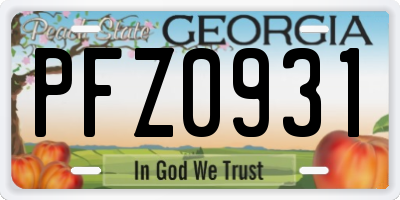 GA license plate PFZ0931