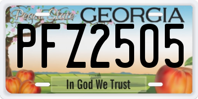 GA license plate PFZ2505