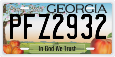 GA license plate PFZ2932