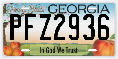GA license plate PFZ2936