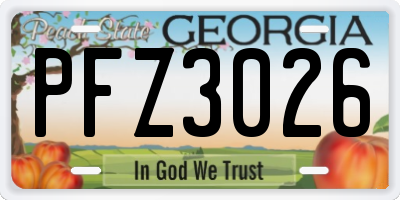 GA license plate PFZ3026