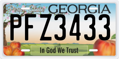 GA license plate PFZ3433