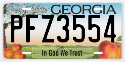 GA license plate PFZ3554