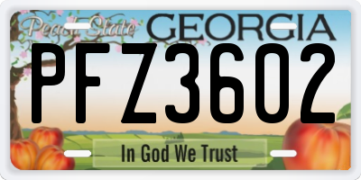GA license plate PFZ3602