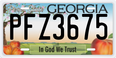 GA license plate PFZ3675