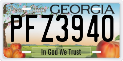 GA license plate PFZ3940