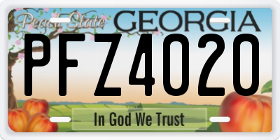 GA license plate PFZ4020