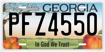GA license plate PFZ4550