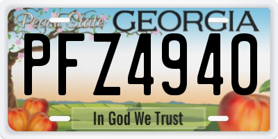 GA license plate PFZ4940