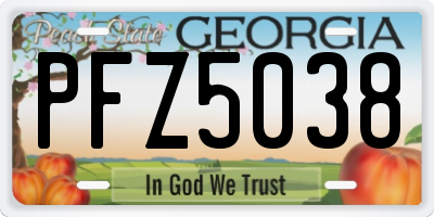 GA license plate PFZ5038