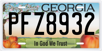 GA license plate PFZ8932