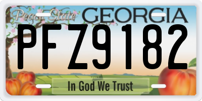 GA license plate PFZ9182