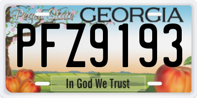 GA license plate PFZ9193