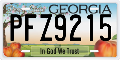 GA license plate PFZ9215