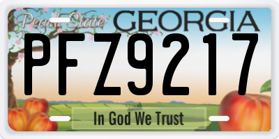 GA license plate PFZ9217