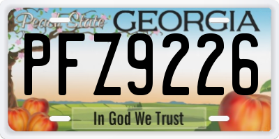GA license plate PFZ9226