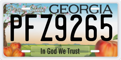GA license plate PFZ9265