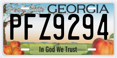 GA license plate PFZ9294