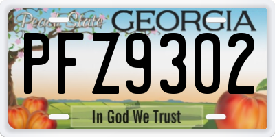 GA license plate PFZ9302