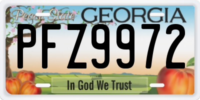 GA license plate PFZ9972