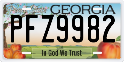 GA license plate PFZ9982