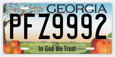 GA license plate PFZ9992