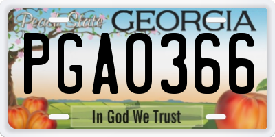 GA license plate PGA0366