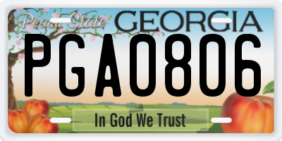 GA license plate PGA0806