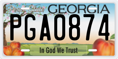 GA license plate PGA0874