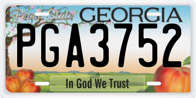 GA license plate PGA3752