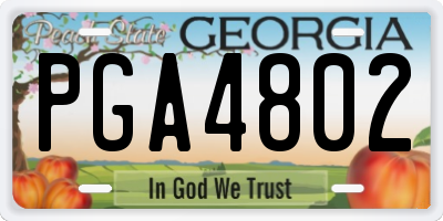 GA license plate PGA4802