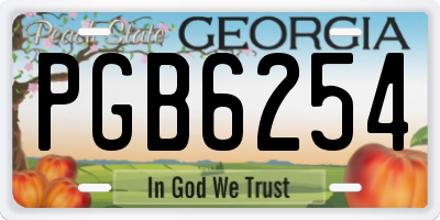 GA license plate PGB6254