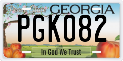 GA license plate PGK082