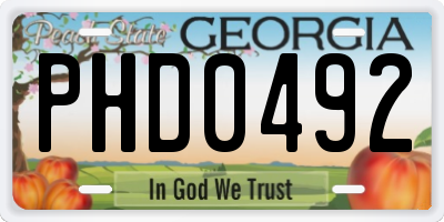 GA license plate PHD0492