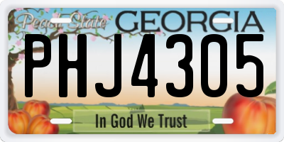 GA license plate PHJ4305