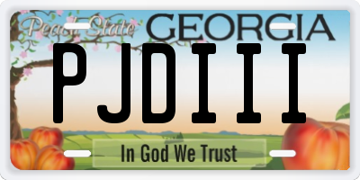 GA license plate PJDIII