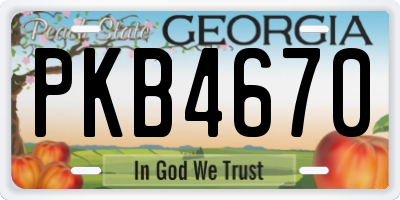 GA license plate PKB4670