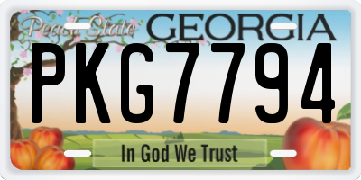 GA license plate PKG7794