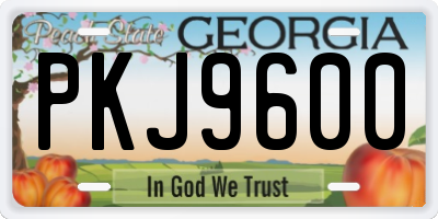 GA license plate PKJ9600