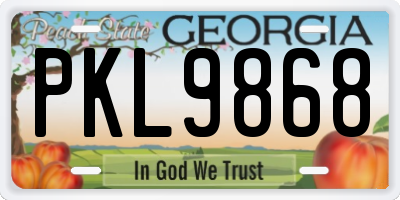 GA license plate PKL9868