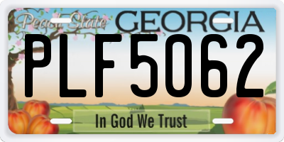 GA license plate PLF5062