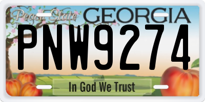 GA license plate PNW9274