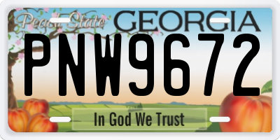 GA license plate PNW9672