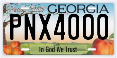 GA license plate PNX4000