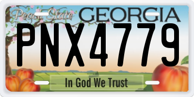 GA license plate PNX4779