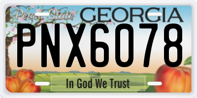 GA license plate PNX6078
